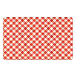 Lava Red And White Gingham Print Polyester Doormat