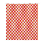 Lava Red And White Gingham Print Polyester Shower Curtain