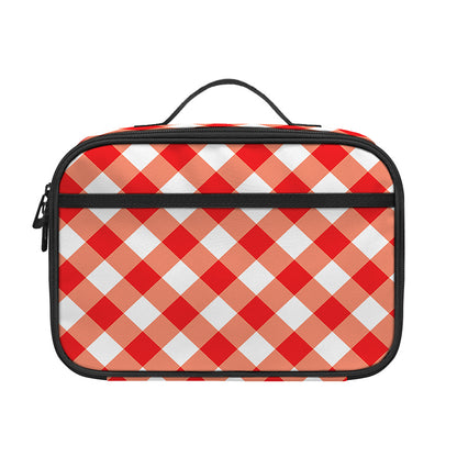 Lava Red And White Gingham Print Portable Lunch Bag