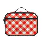 Lava Red And White Gingham Print Portable Lunch Bag