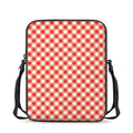 Lava Red And White Gingham Print Rectangular Crossbody Bag