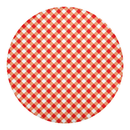 Lava Red And White Gingham Print Round Blanket