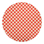 Lava Red And White Gingham Print Round Blanket