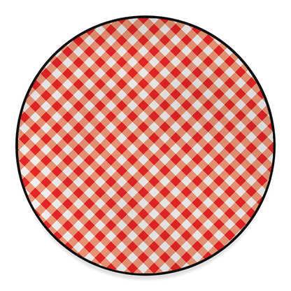 Lava Red And White Gingham Print Round Floor Mat
