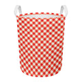 Lava Red And White Gingham Print Round Laundry Basket