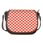 Lava Red And White Gingham Print Saddle Bag