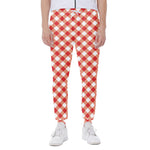 Lava Red And White Gingham Print Scuba Joggers