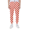 Lava Red And White Gingham Print Scuba Joggers