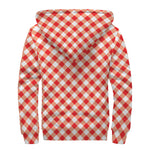 Lava Red And White Gingham Print Sherpa Lined Zip Up Hoodie