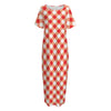 Lava Red And White Gingham Print Short Sleeve Long Nightdress