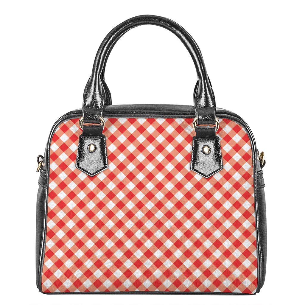 Lava Red And White Gingham Print Shoulder Handbag