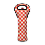 Lava Red And White Gingham Print Single Neoprene Wine Tote