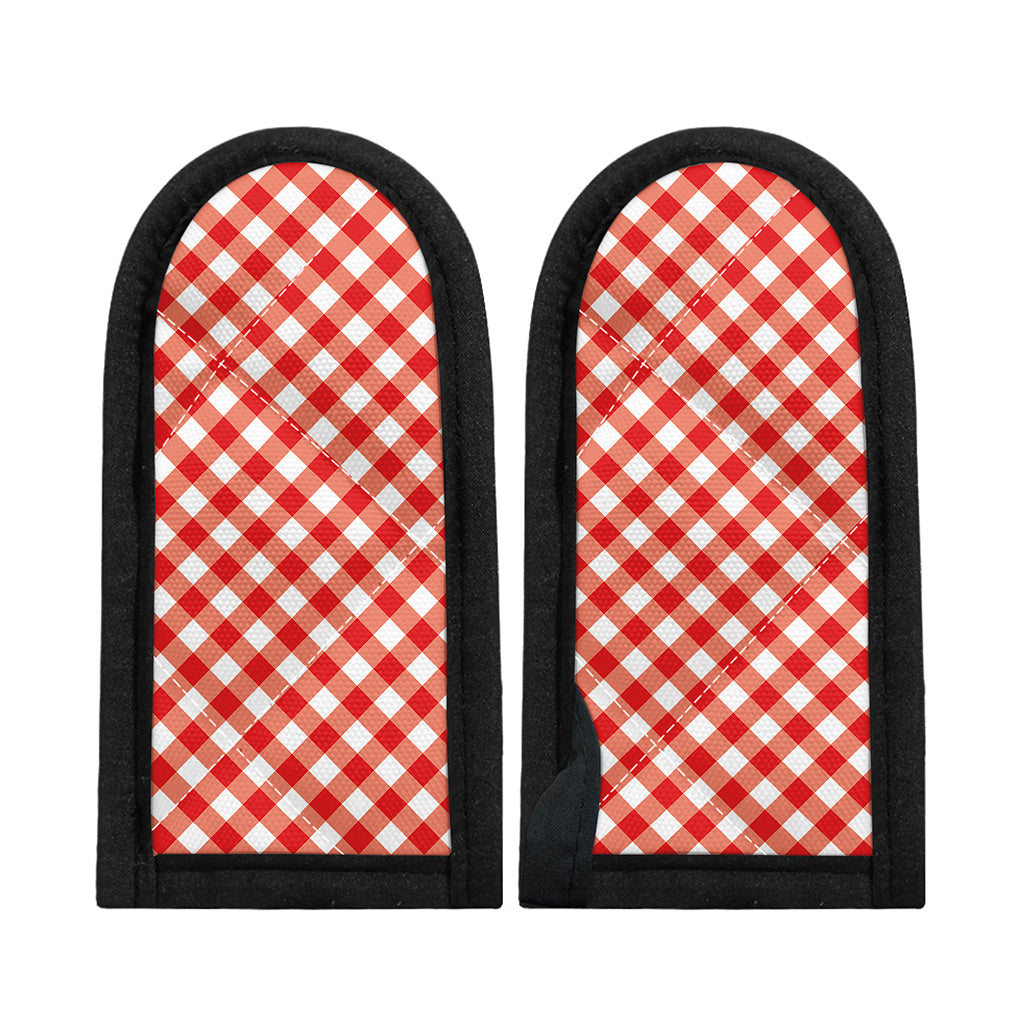 Lava Red And White Gingham Print Skillet Handle Cover