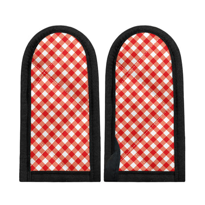Lava Red And White Gingham Print Skillet Handle Cover