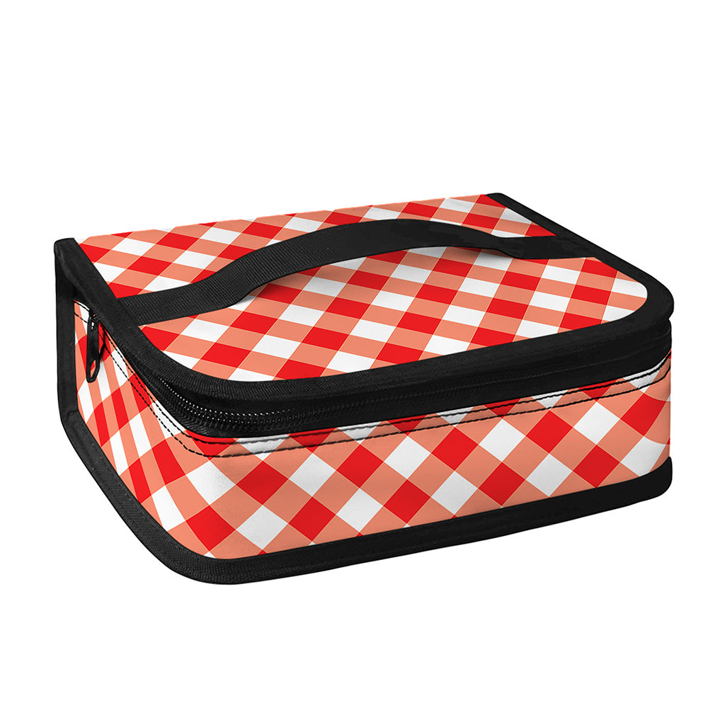 Lava Red And White Gingham Print Small Lunch Bag