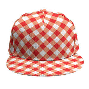 Lava Red And White Gingham Print Snapback Cap