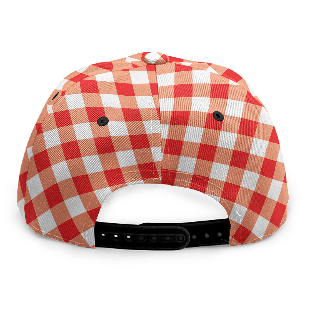 Lava Red And White Gingham Print Snapback Cap