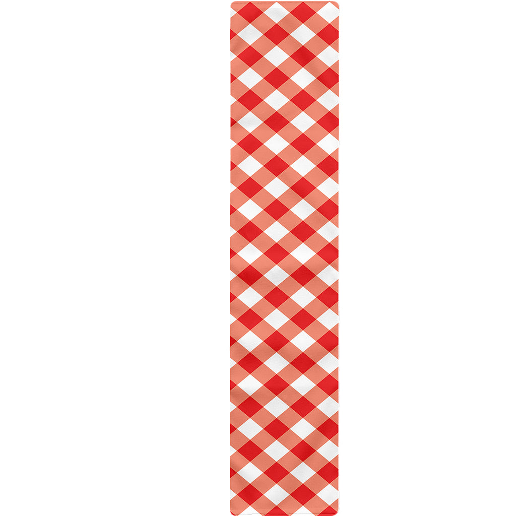 Lava Red And White Gingham Print Table Runner