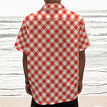 Lava Red And White Gingham Print Textured Short Sleeve Shirt