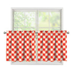 Lava Red And White Gingham Print Tier Curtains