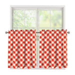 Lava Red And White Gingham Print Tier Curtains