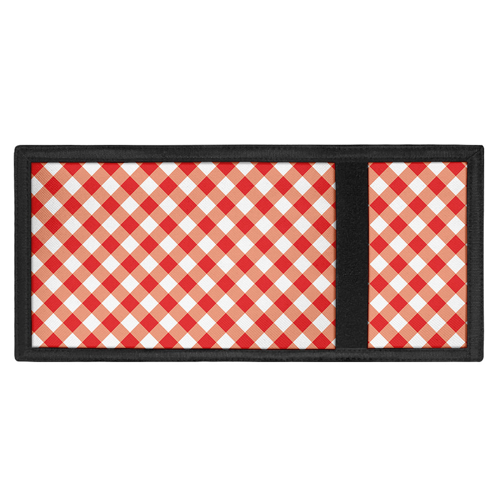 Lava Red And White Gingham Print Trifold Wallet