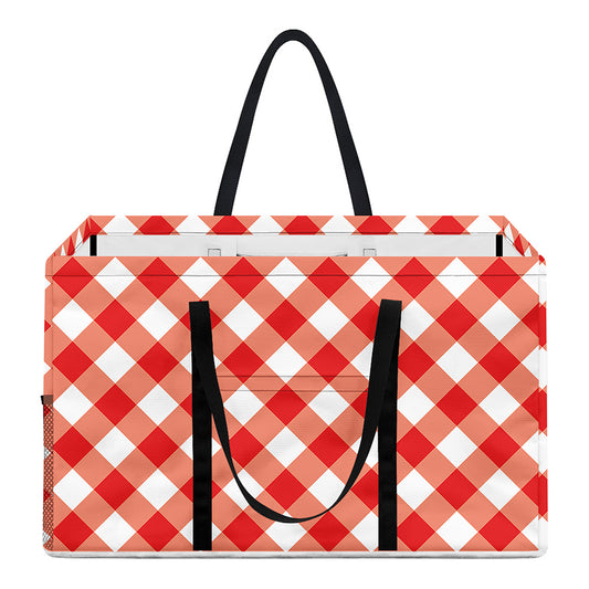 Lava Red And White Gingham Print Utility Tote Bag