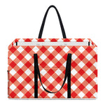 Lava Red And White Gingham Print Utility Tote Bag