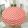 Lava Red And White Gingham Print Waterproof Round Tablecloth