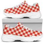 Lava Red And White Gingham Print White Chunky Shoes