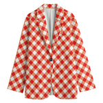 Lava Red And White Gingham Print Women's Blazer