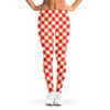 Lava Red And White Gingham Print Women's Leggings