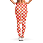 Lava Red And White Gingham Print Women's Leggings