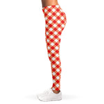 Lava Red And White Gingham Print Women's Leggings