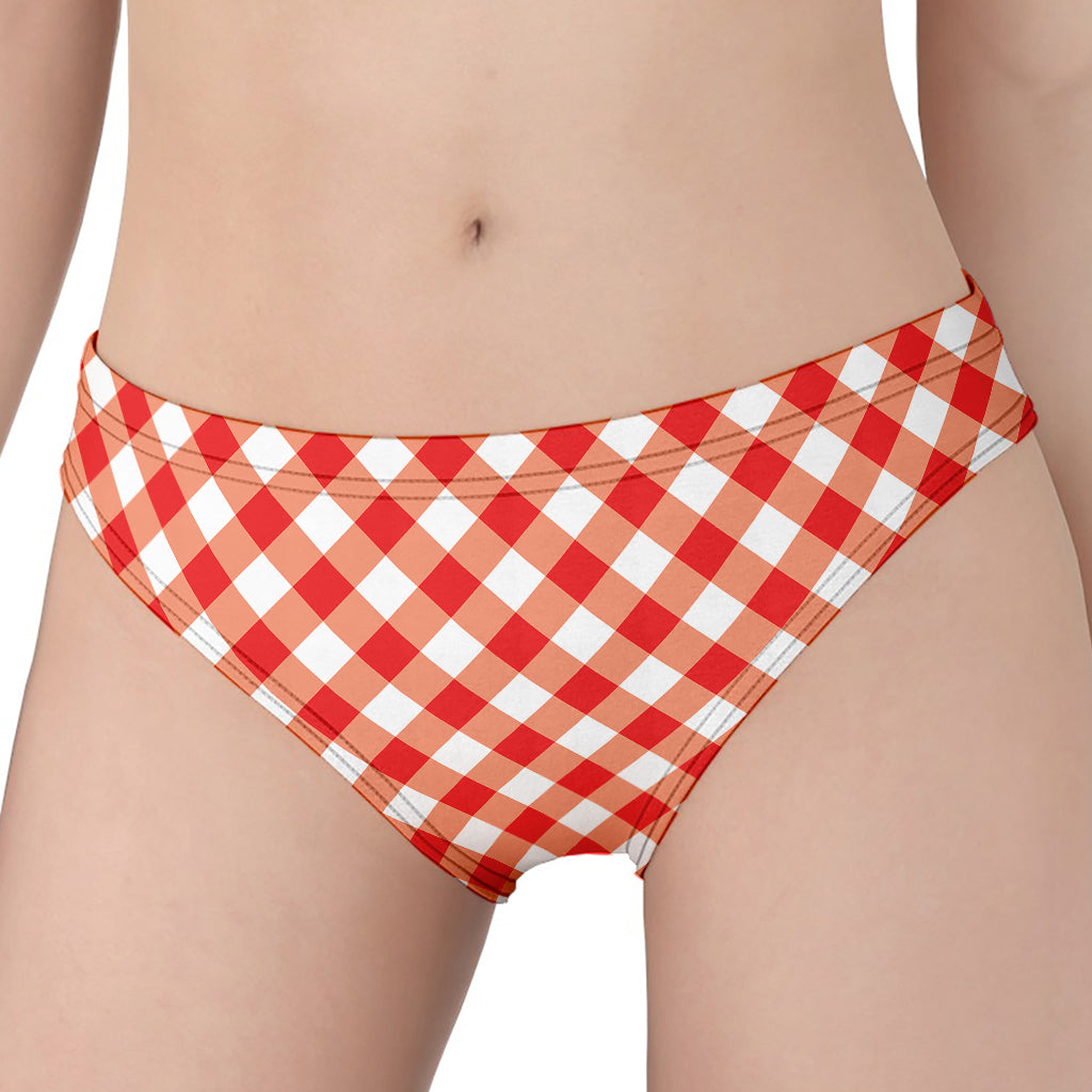 Lava Red And White Gingham Print Women's Panties