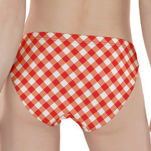 Lava Red And White Gingham Print Women's Panties