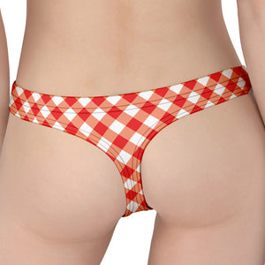 Lava Red And White Gingham Print Women's Thong