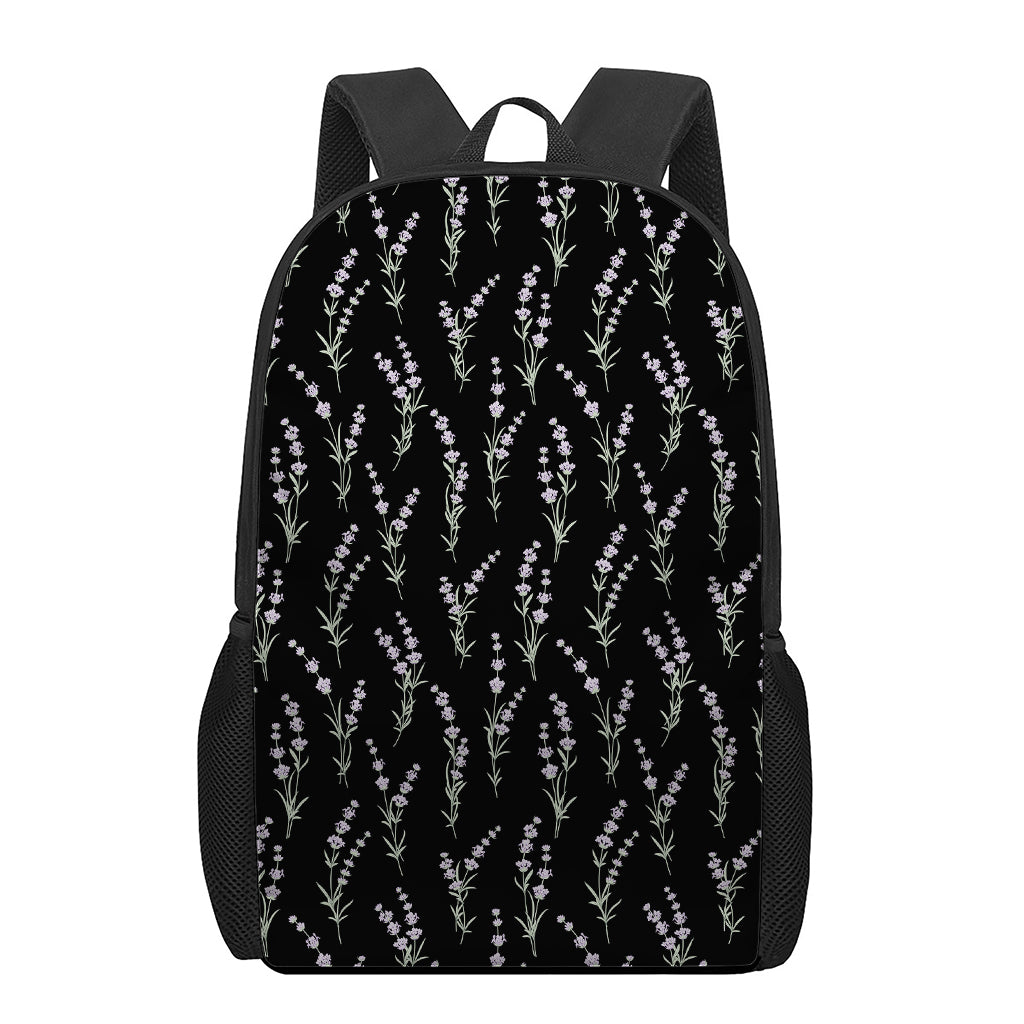 Lavender Flowers Pattern Print 17 Inch Backpack