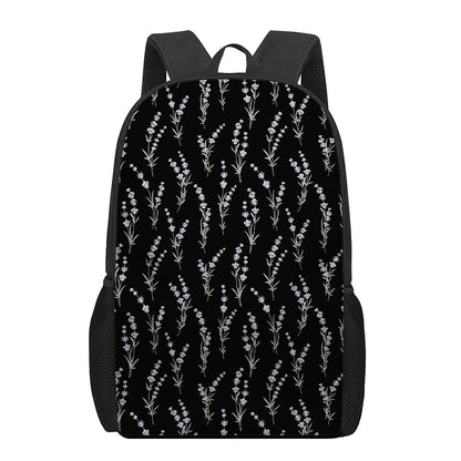Lavender Flowers Pattern Print 17 Inch Backpack