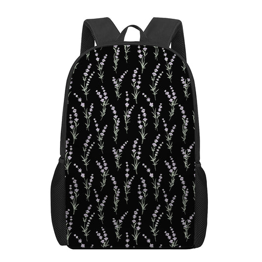 Lavender Flowers Pattern Print 17 Inch Backpack