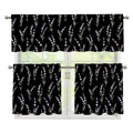 Lavender Flowers Pattern Print 3 Piece Kitchen Curtains