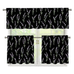 Lavender Flowers Pattern Print 3 Piece Kitchen Curtains