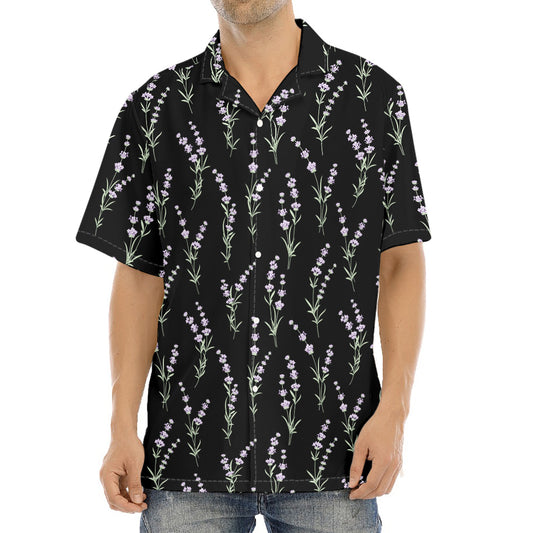 Lavender Flowers Pattern Print Aloha Shirt