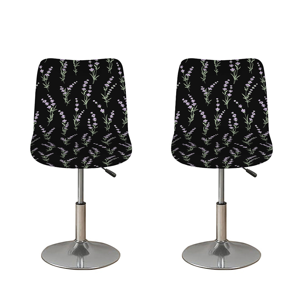 Lavender Flowers Pattern Print Bar Stool Covers