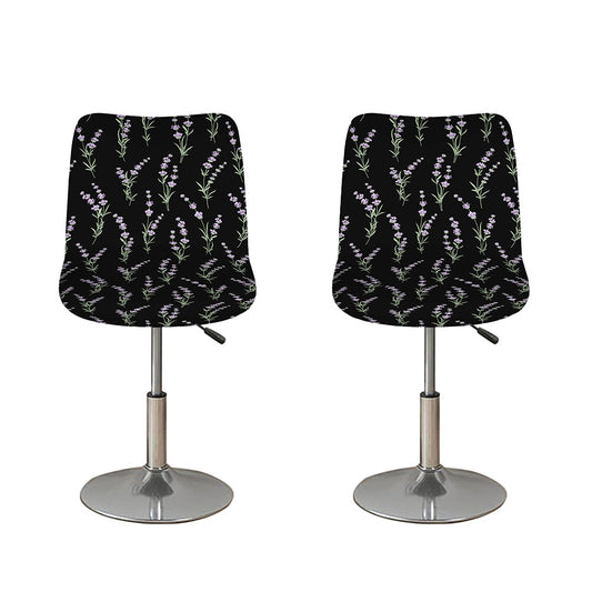 Lavender Flowers Pattern Print Bar Stool Covers