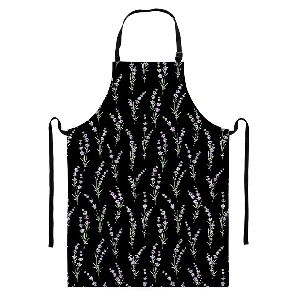 Lavender Flowers Pattern Print Bib Apron With Pocket