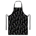 Lavender Flowers Pattern Print Bib Apron With Pocket
