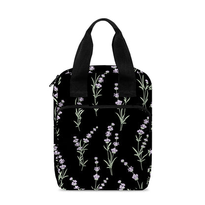 Lavender Flowers Pattern Print Bible Tote Bag