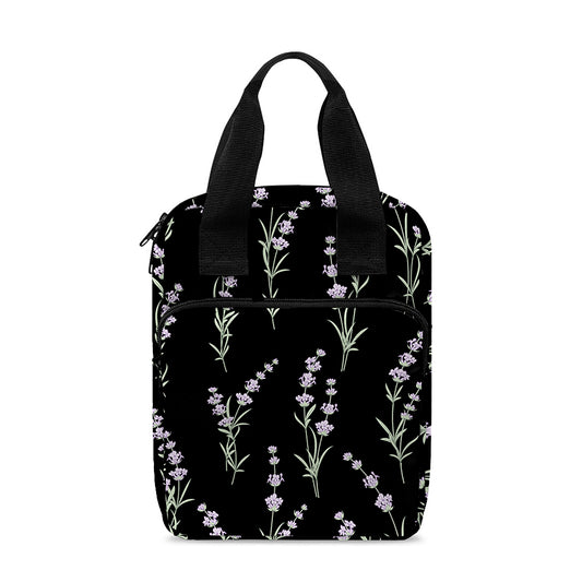 Lavender Flowers Pattern Print Bible Tote Bag