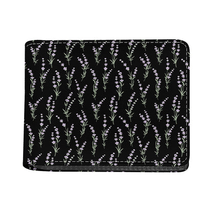 Lavender Flowers Pattern Print Bifold Wallet